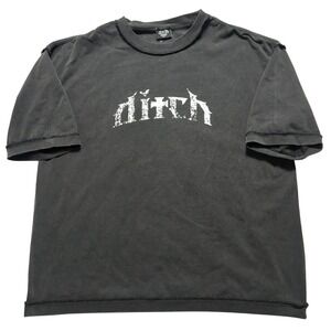 Ditch LA Heavyweight T-Shirt Men XXL Black Faded Gothic Logo Cotton Streetwear